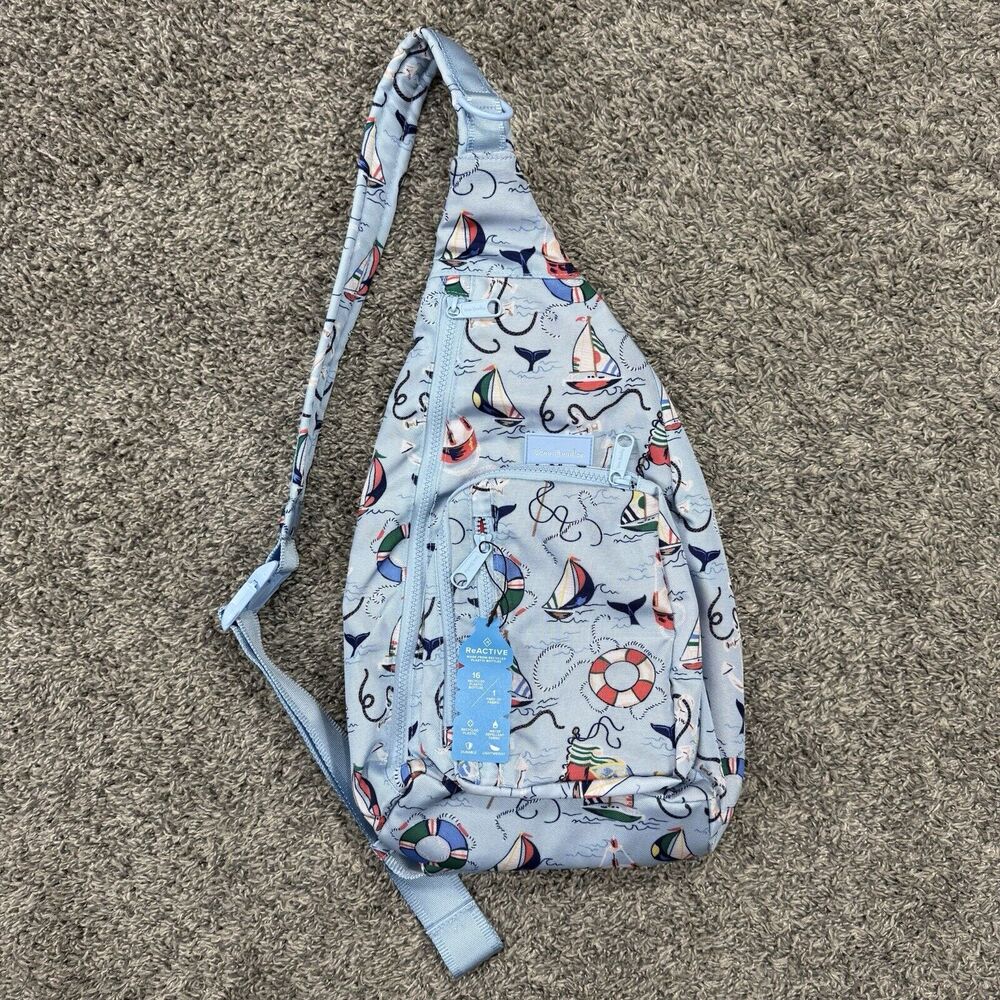 Vera Bradley ReActive Sling Backpack Nautical Blue New Blue
